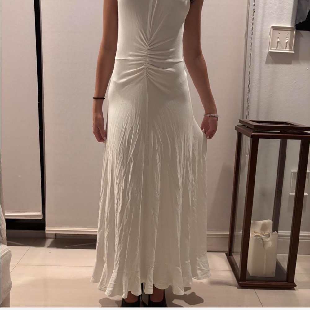 White Ruched Dress - Picture 3 of 4